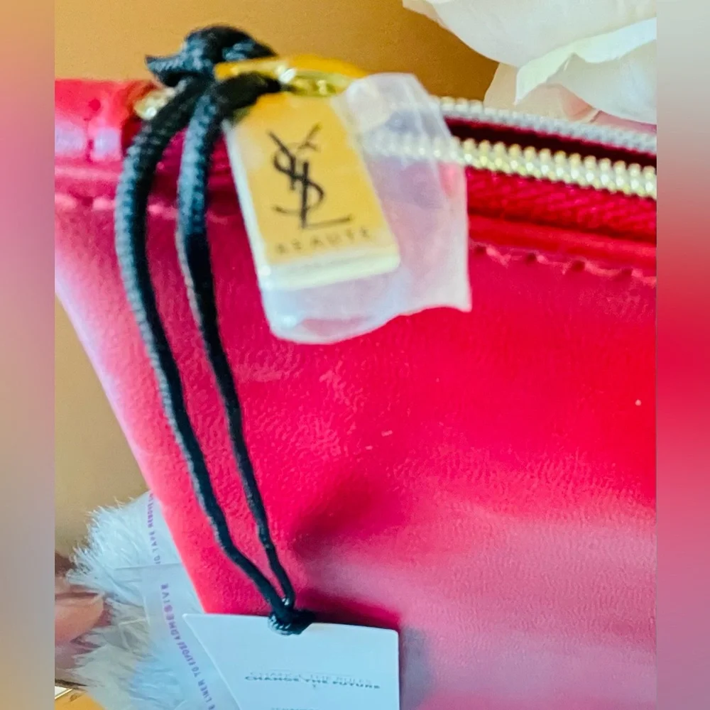 YSL Beauty Red Makeup Cosmetics Bag, Travel Flat Pouch, Clutch, Purse, Brand NEW - Picture 5 of 10
